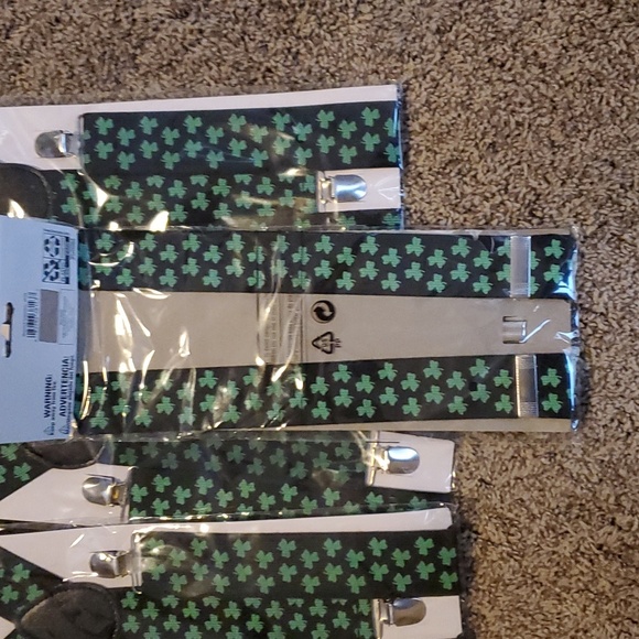 Set of 4 Mens Womens St. Patrick's Day Suspenders Shamrocks Irish Costume NWT - Picture 2 of 2